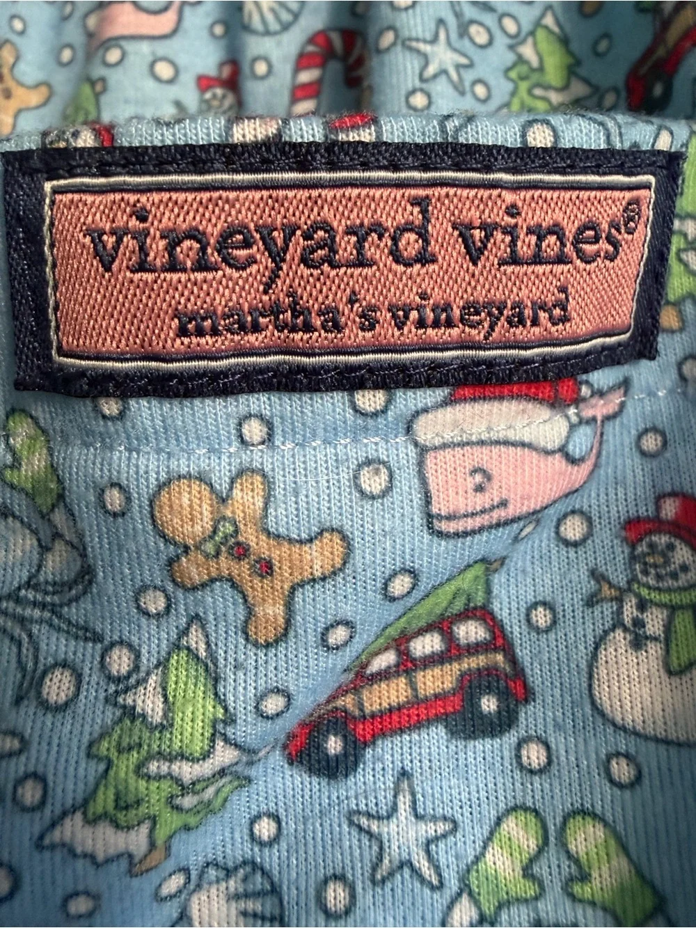 Vineyard Christmas Whale Kids Pajama Bottoms - size L (16)